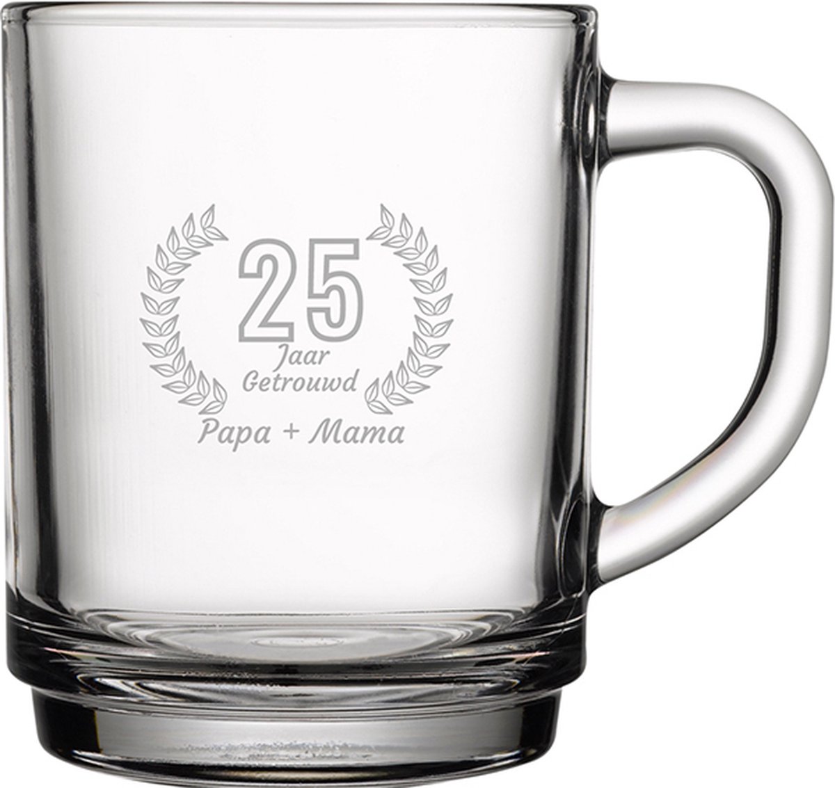 Gegraveerde set Theeglazen 25,5cl Papa + Mama 25 jaar getrouwd