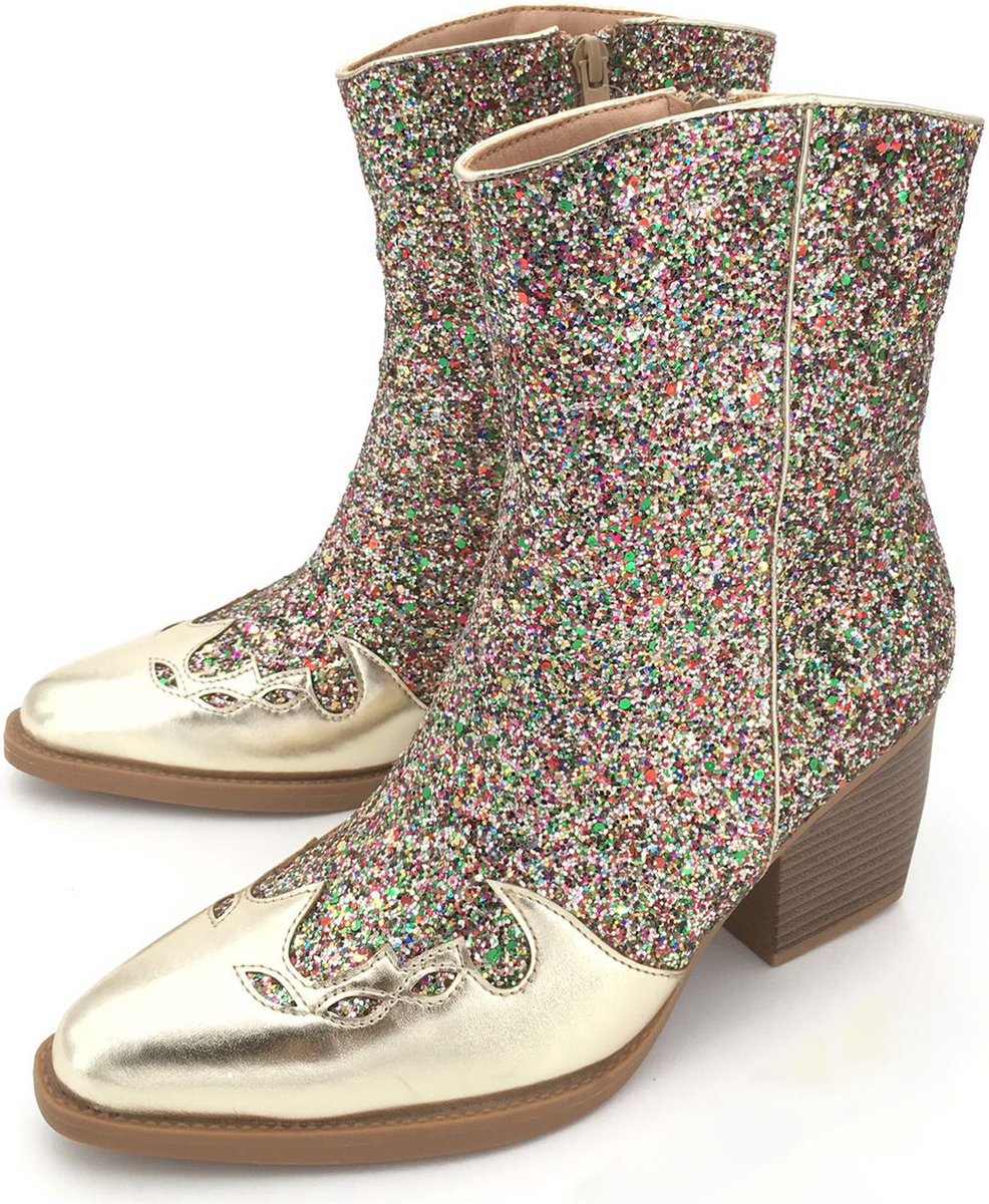 Manfield - Dames - Bruine suède cowboylaarzen - Maat 39