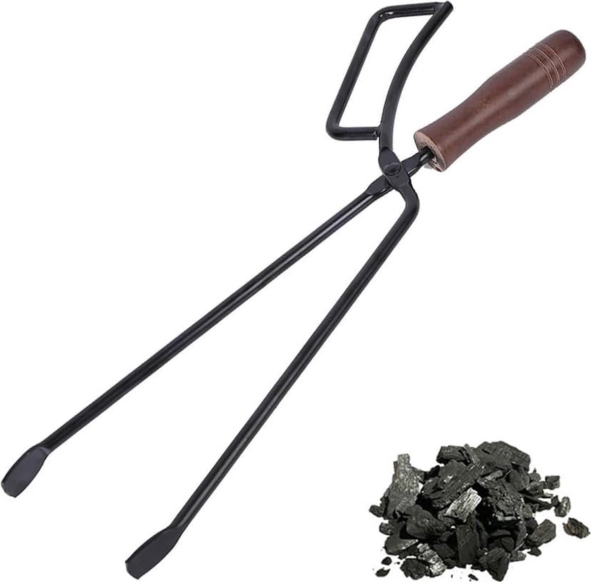 Openhaardtang, 40 cm Houttang, Universele Houttang, Lange Houttang, voor Kampvuren en Kachels, Zwart