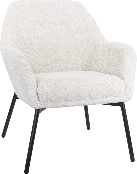 Fauteuil met Armleuning - Fauteuils - Fauteuils met Armleuning Stoel - Teddy Stof - Wit - 66 cm