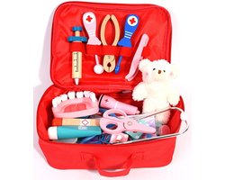 foto van LC® Luxe Houten Tandarts Doktersset met Accessoires 30 delig & Kleine Beer - Tandarts Speelgoed Doktersset - Doktersset Speelgoed - Speelgoeddokter – Ideaal voor kinderen om bezoekjes aan de huisarts vertrouwder te maken