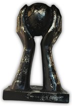 Emilia Home Decoratie - decoratief figuur sculptuur - wereld handen -standbeeld - 31X18 cm