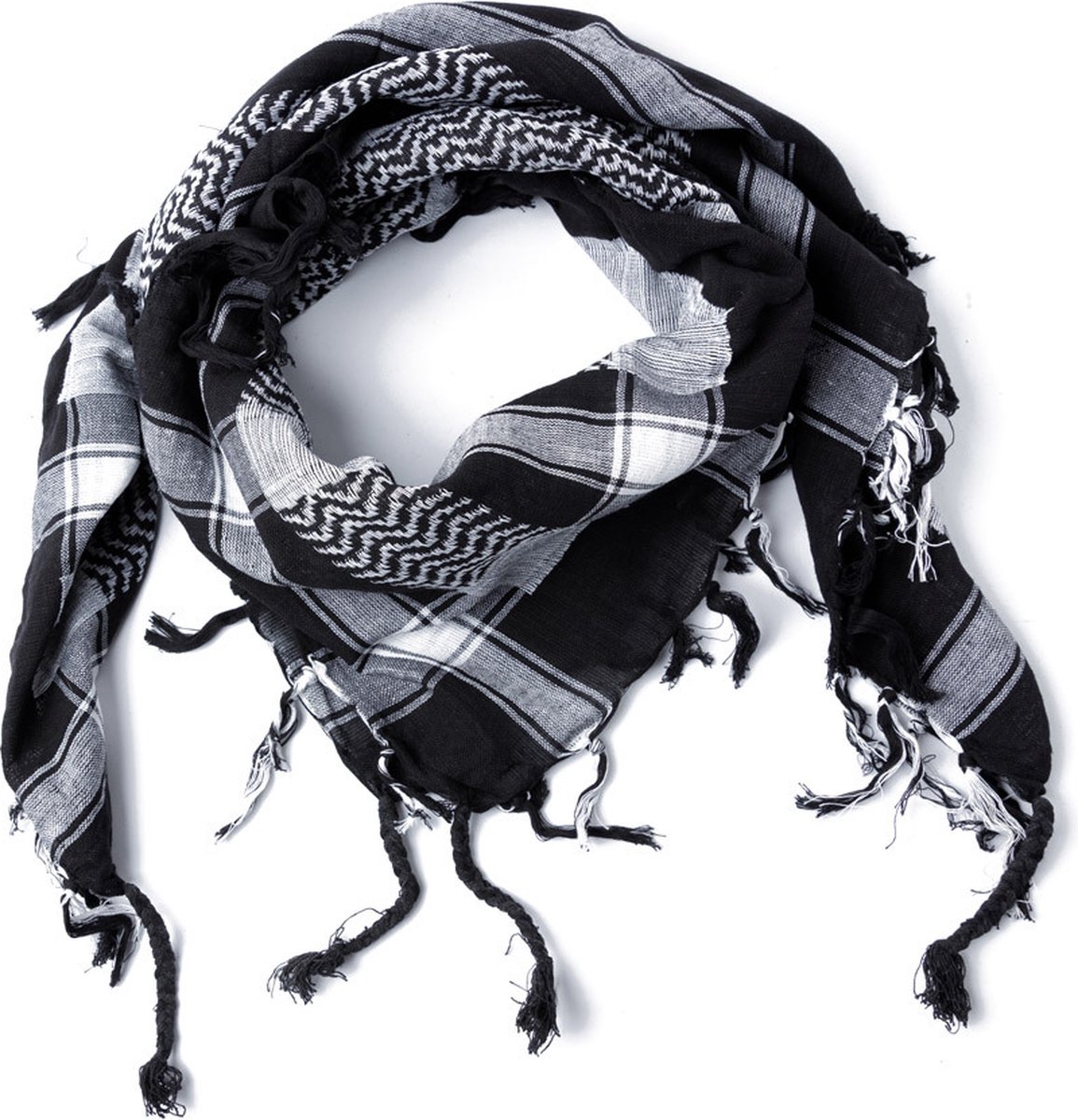 Kufiya - Originele Arafat sjaal - PLO sjaal - Shemagh - Palestijnse sjaal - Zwart Met Wit - Pali Doek - Hoog Kwaliteit