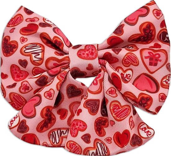 Damesstrikje Voor Honden - Feestelijk Strikje Voor Teefjes - Roze - Rood - Hartjes - Love at First Bark - Paw My God!