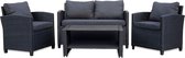 Denza Furniture Stockholm stoel-bank loungeset 4-delig | wicker | zwart | 4 personen