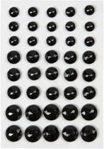 Strasstenen, zwart, afm 6+8+10 mm, 40 stuk/ 1 doos