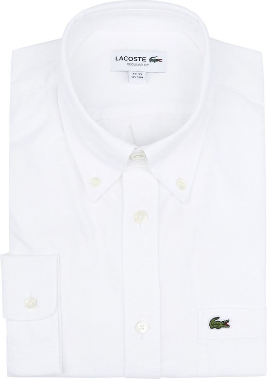 Lacoste - Oxford Overhemd Wit - Heren - Maat 39 - Regular-fit