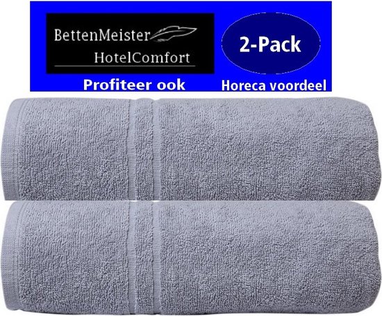 2 Pack Handdoek - grootmodel (2 stuks) 90x200cm 100% katoen grijs 450g.m2