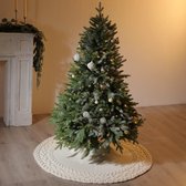 Luxe gebreide kerstboomrok, Gebreid Kerstboomkleed, crème wit - 122cm