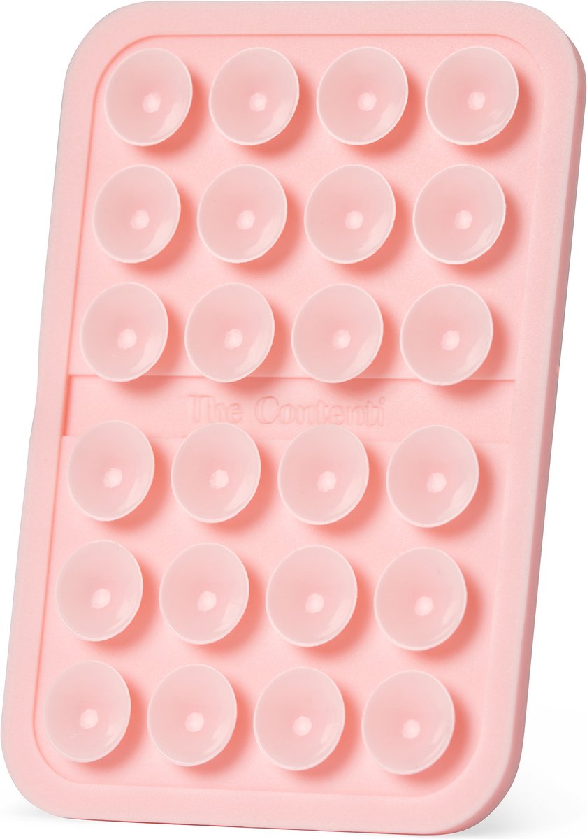 TheContenti telefoonhouder - zuignap telefoonbutton - sterke zuigkracht - plakt op glas, spiegels en displays - selfiestick vervanger - baby roze