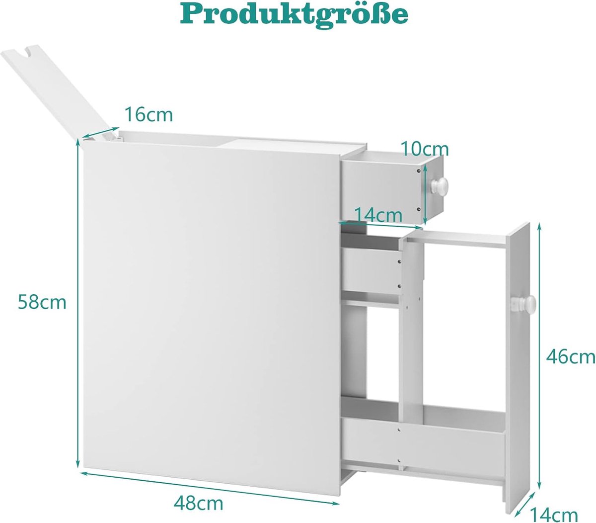 GOPLUS Smal, kleine badkamerkast met laden en wielen, toiletkast voor