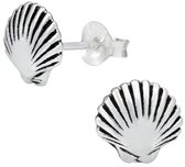 Joy|S - Zilveren schelp oorbellen - shell - geoxideerd