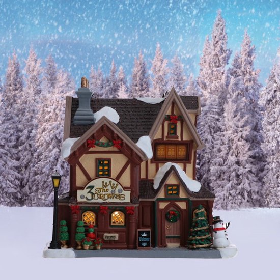 Lemax - 'The 3 Crowns Inn' - Verlicht gebouw - Exclusief adapter (werkt ook op batterijen)