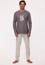 Woody pyjama jongens/heren - donkergrijs - haas - 232-10-PLS-S/154 - maat S
