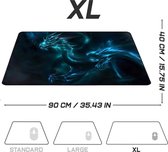 XXL Gaming Muismat - 900 x 400 mm - randloze randen - anti-slip - XXL verlengde Mouse Pad - bureauonderlegger - speciaal oppervlak verbetert snelheid en precisie - blauw