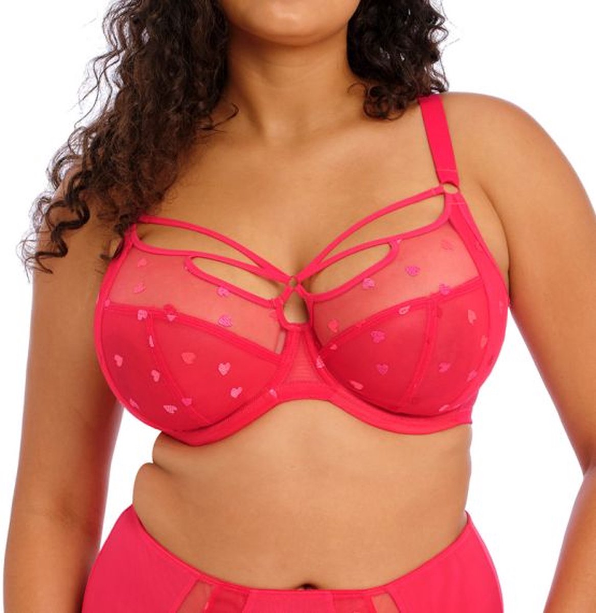 Elomi SACHI UW PLUNGE BRA Dames Beha - Red Confetti - Maat 80H