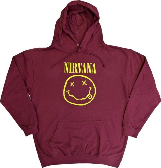 Nirvana - Yellow Happy Face Hoodie/trui - 2XL - Rood