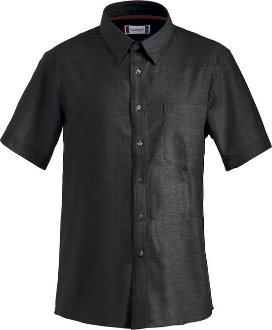 Clique Klassiek Overhemd Cambridge korte mouw met borstzak maat 4XL kleur Zwart