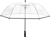 Grote transparante golfparaplu - Stevig; Diameter= 124cm; Automatische opening; Paraplu voor mannen/vrouwen; Voor 2 personen; Zwarte randkleur.
