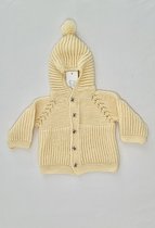 Cardigan à capuche Bébé tricoté main, jaune beige