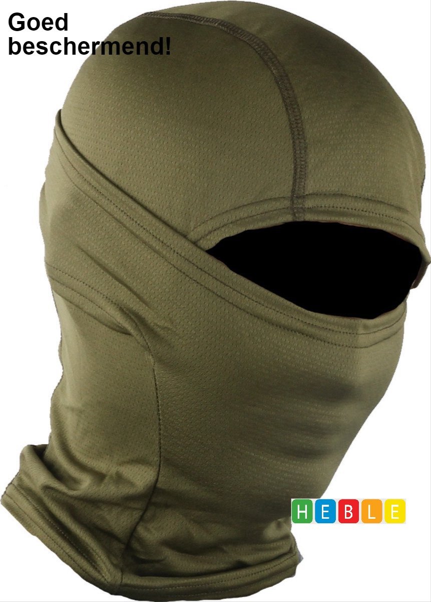 *** Balaclava/Leger /Facemask/Tactisch Masker/Isolerend & Sneldrogend/Sjaal/Bivakmuts/Helmmuts/Haarnet van Heble® *** Groen