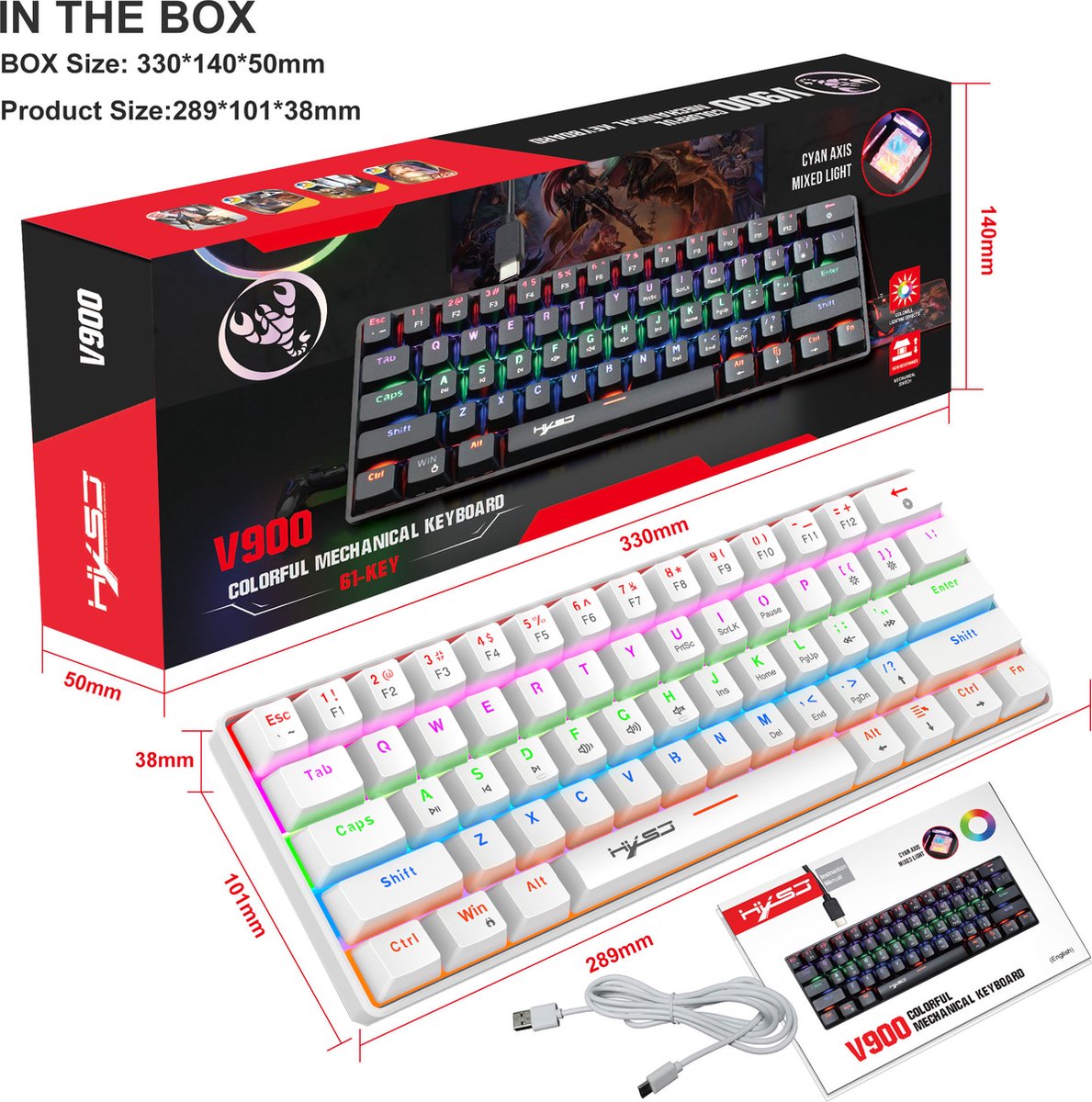 Clavier Gaming Mécanique Filaire HXSJ L600 - QWERTY - 87 Touches - Switch  Rouge 