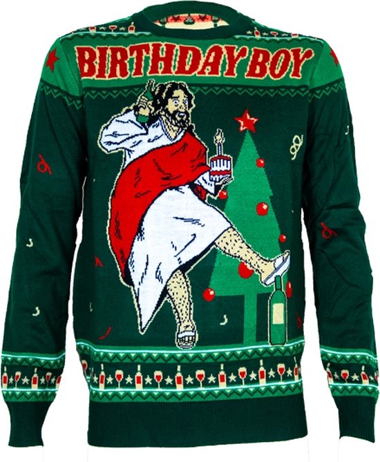 Birthday boy Jarige Jezus kersttrui - Maat M - Foute Kersttrui - DrunkenDinos - Gebreide kersttrui - Foute trui - Feestkleding - Kerstkleding - Kleding Fout kerstfeest - Kerst trui - Kersttrui dames - Kersttrui heren - Lelijke Kersttrui