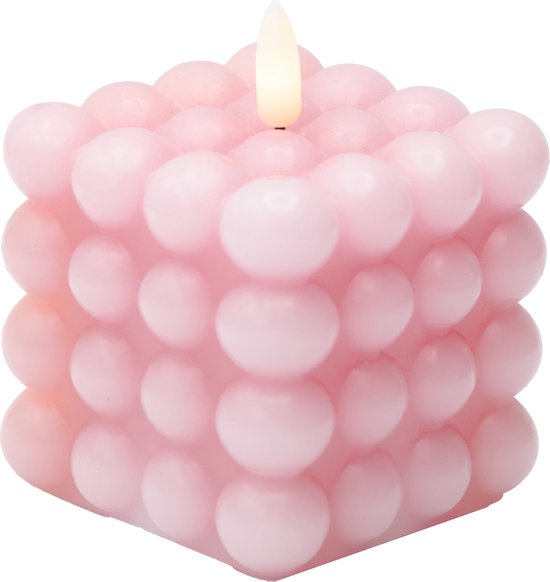 Bubble LED Kaars - Roze | Sfeervolle Organische Verlichting voor Elegante Ontspanning