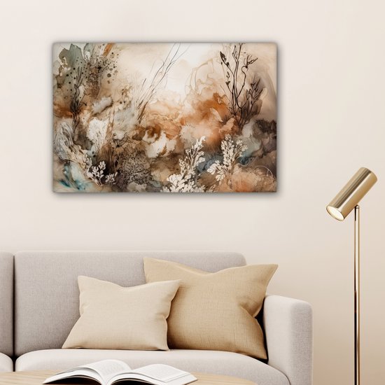 MuchoWow© Canvas Schilderij 90x60 cm Kamer Muur Schilderijen Decoratie Woonkamer Slaapkamer Room Decor Wall Decoration Art Painting Klaprozen - Bloemen - Kunst - Botanisch