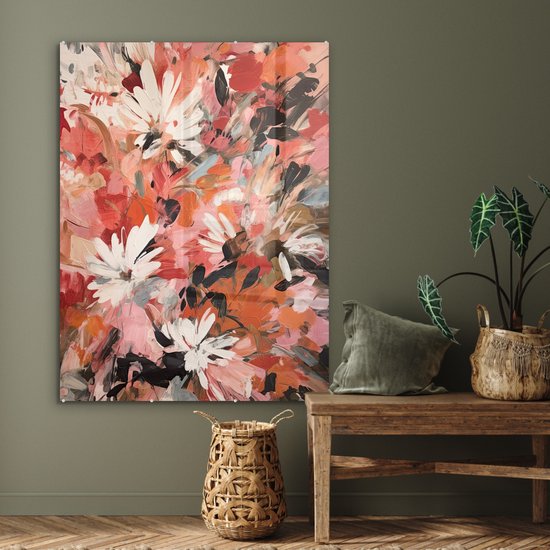 MuchoWow® Peinture sur verre - Fleurs - Art - Abstrait - Peinture - 90x120 cm - Peintures sur verre acrylique - Photo sur Glas