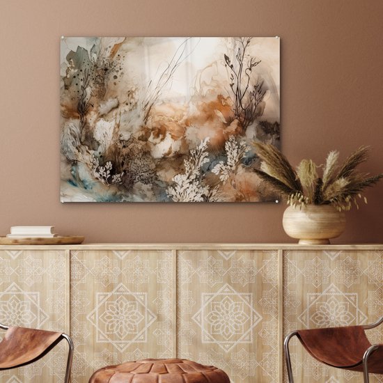 Peinture sur verre 80x60 cm - Décoration de Fleurs - Photo sur verre - Peinture de salon - Peintures de chambre - Plaque de verre de décoration de chambre - Peintures sur verre de Décoration murale - Décoration murale - Peinture sur verre abstraite