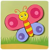 Ainy Montessori legpuzzels - dieren roze vlinder - educatief speelgoed voor motoriek en vormherkenning | 4 puzzel stukjes | puzzels geschikt voor peuters en kleuters vanaf 1 2 3 4 Jaar - Ideaal kindercadeau voor meisjes en jongens