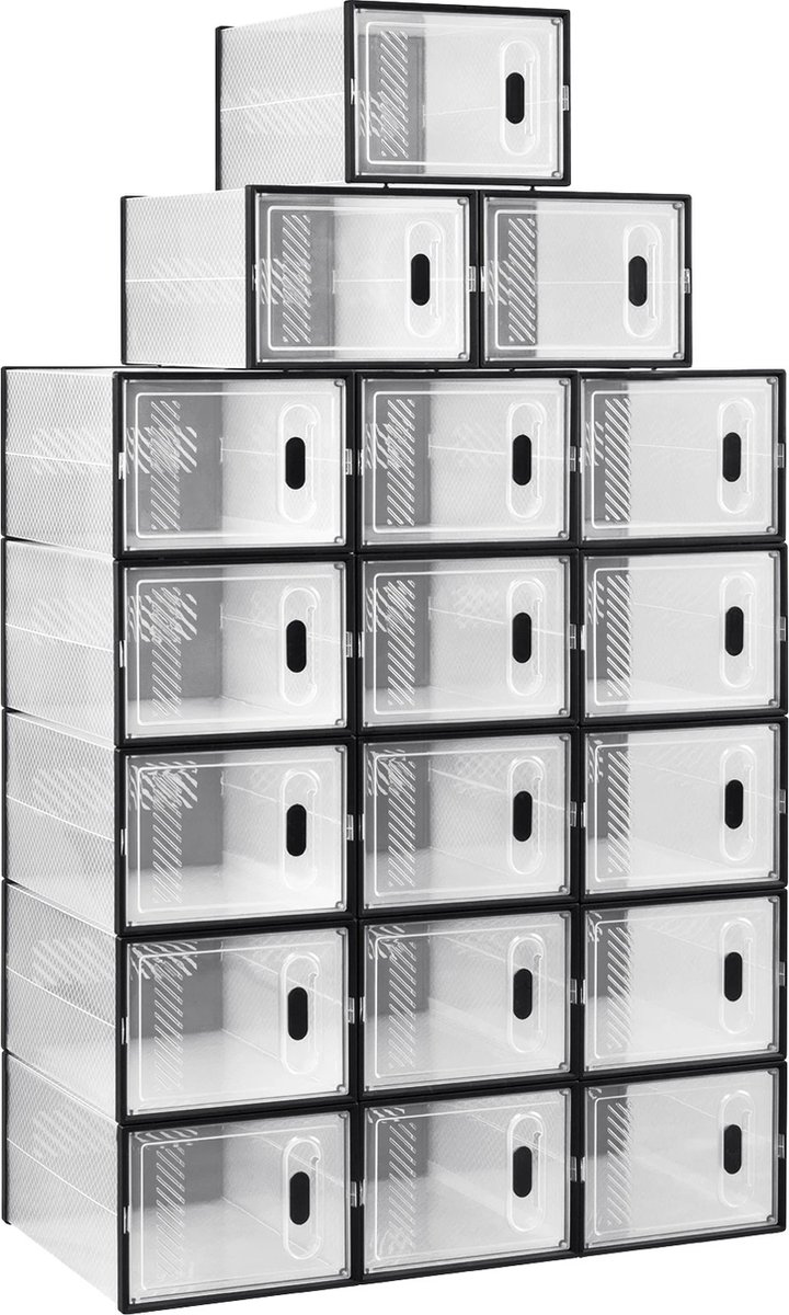 BukkitBow - Opvouwbare Schoenenkast - Stapelbare Schoenendozen - Doorzichtig - 18 Stuks