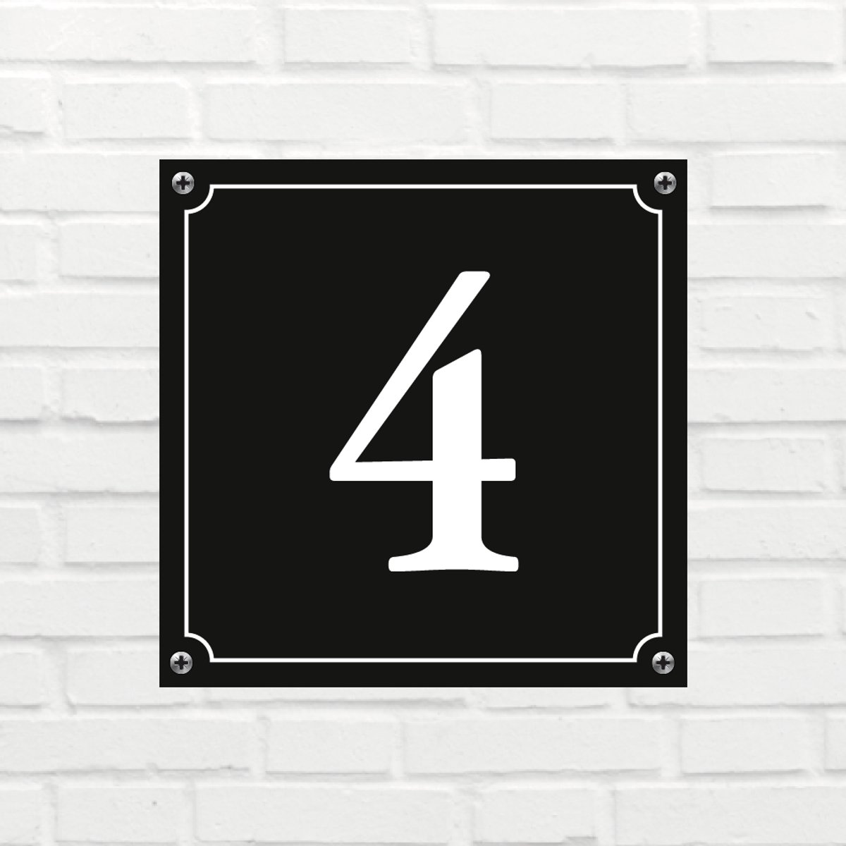 Huisnummerbord Mat zwart Deluxe - Nummer 4 - incl. bevestiging
