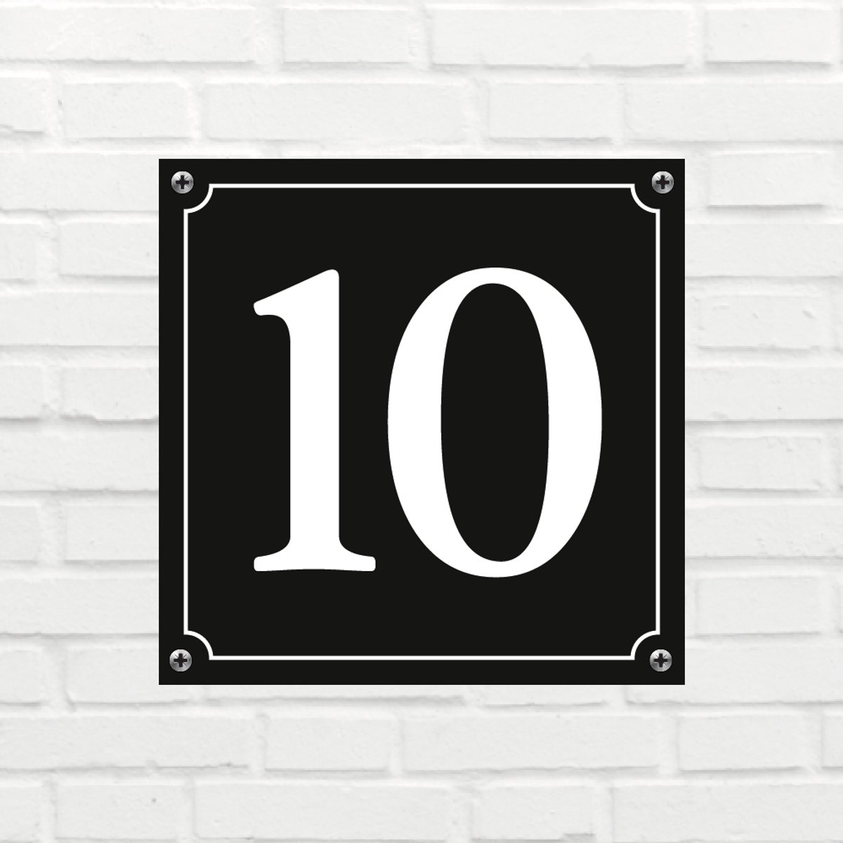 Huisnummerbord Mat zwart Deluxe - Nummer 10 - incl. bevestiging