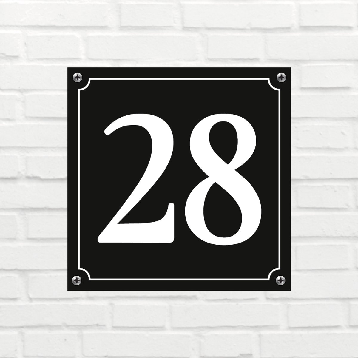 Huisnummerbord Mat zwart Deluxe - Nummer 28 - incl. bevestiging