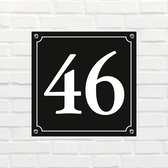 Plaque d'immatriculation de maison Noir mat Deluxe - Numéro 46 - avec montage | taille 12 x 12 cm | - plaque d'immatriculation - plaque d'immatriculation - porte d'entrée