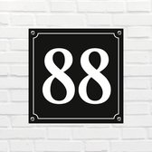 Plaque d'immatriculation de maison Noir mat Deluxe - Numéro 88 - avec fixation | taille 12 x 12 cm | - plaque d'immatriculation - plaque d'immatriculation - porte d'entrée