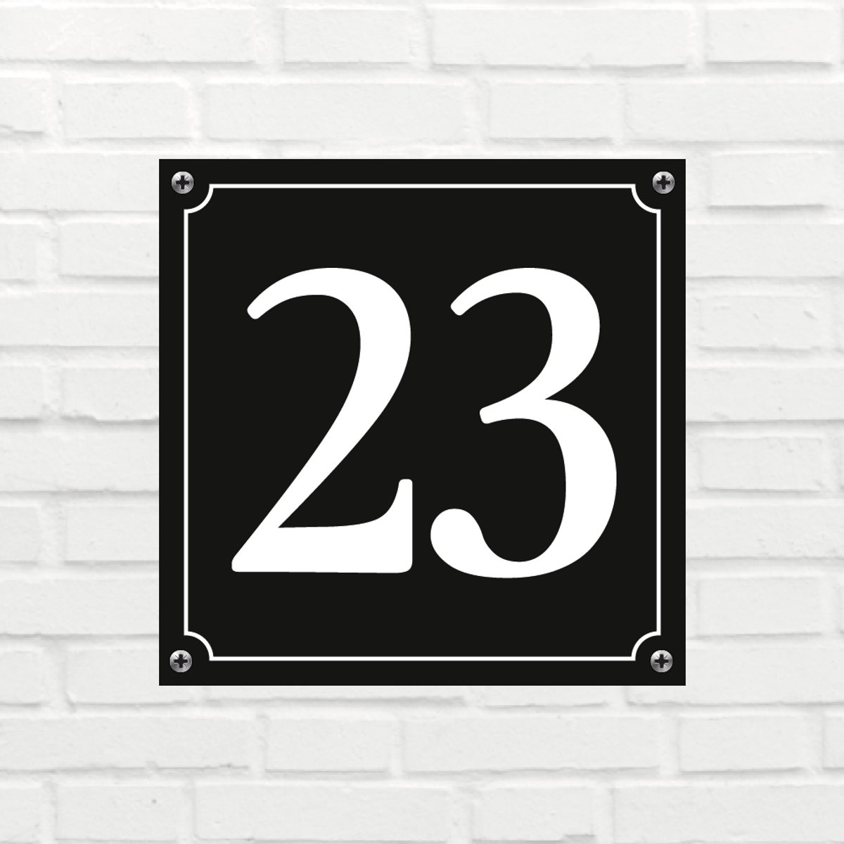 Huisnummerbord Mat zwart Deluxe - Nummer 23 - incl. bevestiging