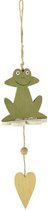Décoratif | Pendentif grenouille, bois, vert, 24x7x7cm | A180630