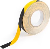 Anti slip tape - Zwart/geel - 25 mm breed - Veiligheidstape - Rol 18,3 meter