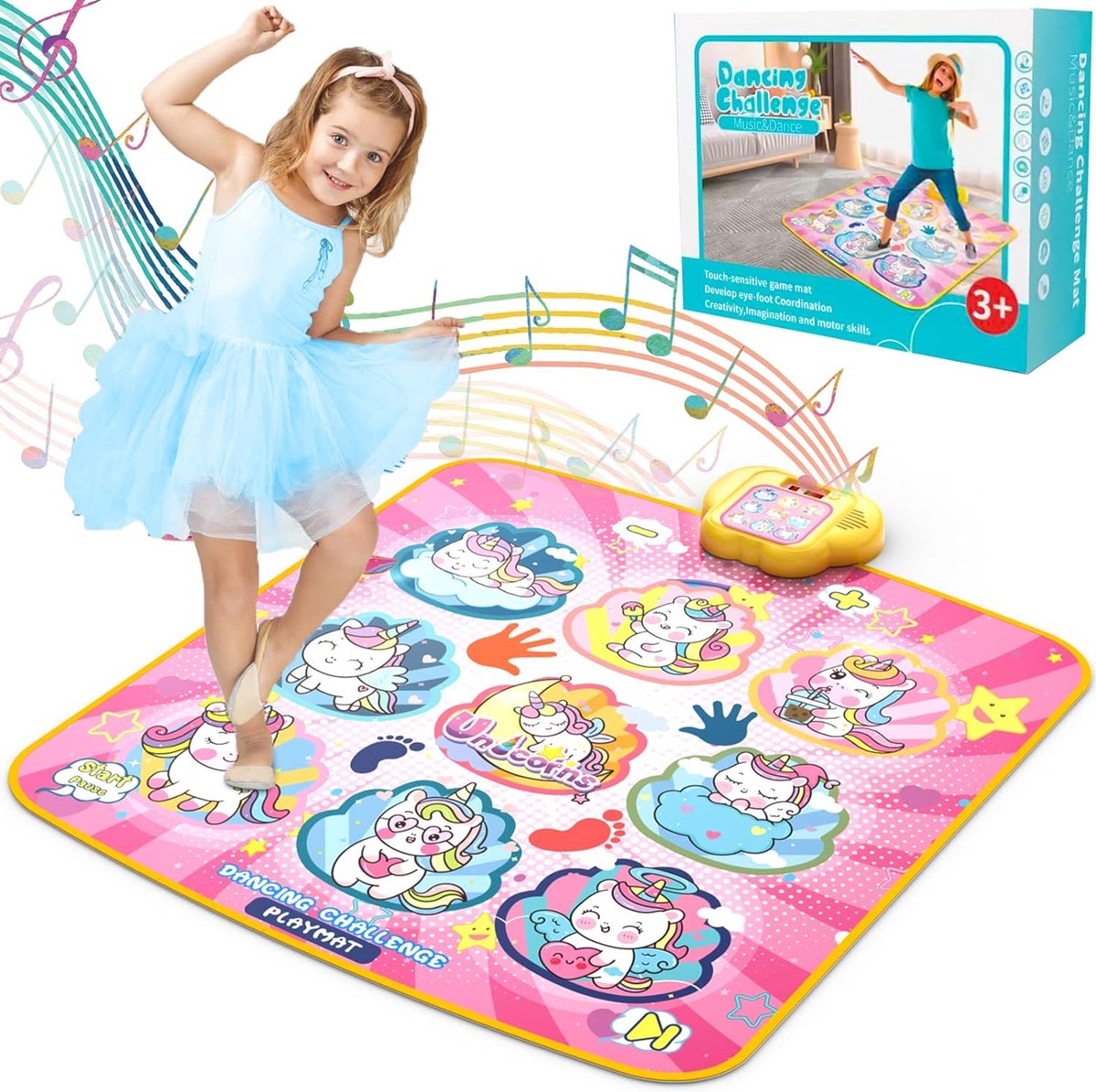 Dance Mat Speelgoed voor Kinderen, Muziek Dansmat met LED-lichten voor Meisjes en Jongens van 3-8+ jaar, Muziekmat met Uitdagende Modi, LED-display en Geïntegreerde Muziek - 