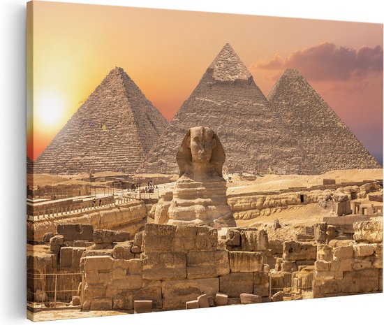Artaza Canvas Schilderij Sfinx en de Piramides in Egypte - 60x40 - Foto Op Canvas - Canvas Print