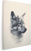 Artaza Canvas Schilderij Wolf - 60x80 - Foto Op Canvas - Canvas Print - Muurdecoratie