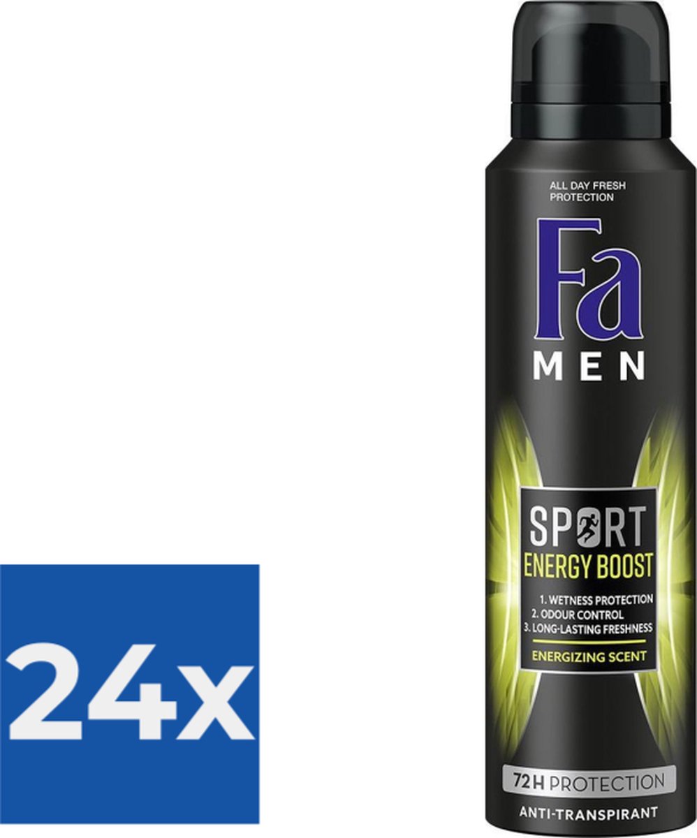 Goedkoopste Fa men Deospray Sport Power Boost - Voordeelverpakking 24 stuks