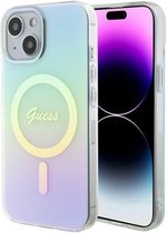 Guess Iridescent Back Case (MagSafe Compatible) - Geschikt voor Apple iPhone 15 (6.1") - Turquoise