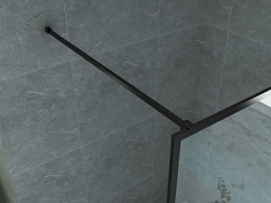 MUR DE DOUCHE WALK-IN NOIR MAT RASTER 140X200CM 8MM