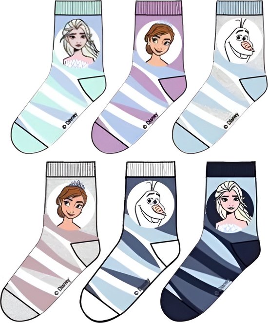 Frozen Anna & Elsa - Chaussettes décontractées pour filles - 6 paires 31-34