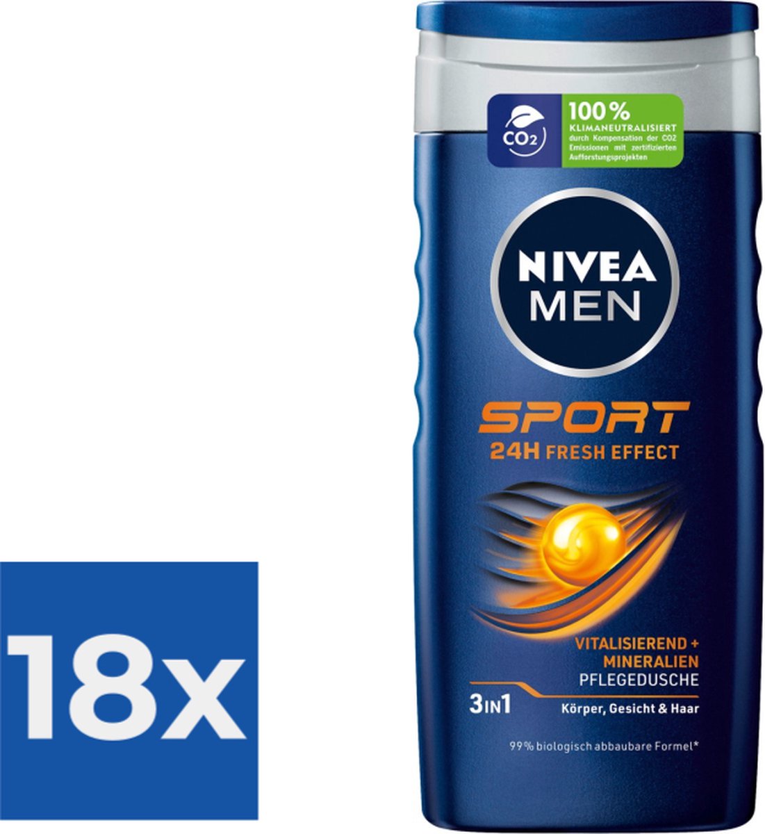 Goedkoopste NIVEA MEN Douchegel Sport- 250 ml - Voordeelverpakking 18 stuks