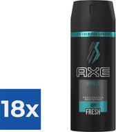 Axe Deodorant Bodyspray Apollo 150 ml - Voordeelverpakking 18 stuks